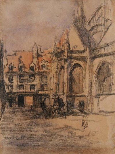 Rue Sainte Catherine en de oude arcades, Dieppe, c.1900 door Walter Richard Sickert
