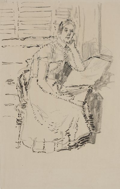 Zittend figuur (pen & inkt met houtskool op papier) door Walter Richard Sickert
