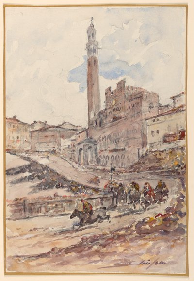 Paardenrace, Siena, Italië door Walter Shirlaw