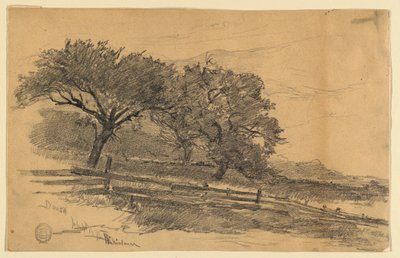 Landschap in Dorset, Vermont door Walter Shirlaw