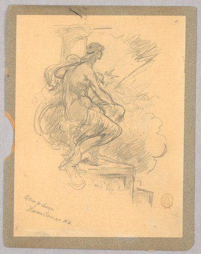 Zittende Vrouw (Motief voor Ontwerp) door Walter Shirlaw