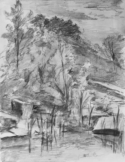 Bomen en Stroom door Walter Shirlaw