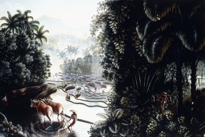 Uitzicht over de Sawahs naar Gunung Agung door Walter Spies