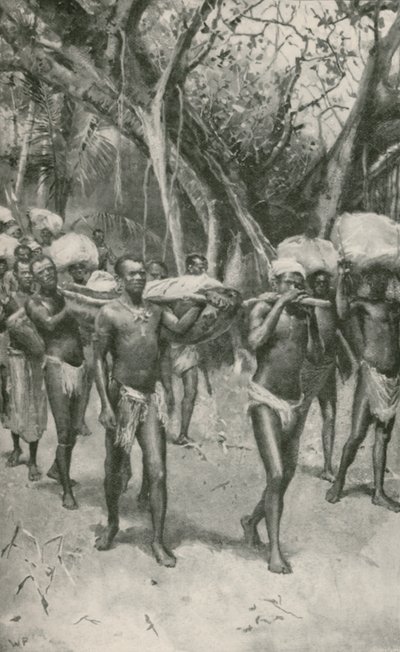 De Volgelingen van Dr. Livingstone dragen zijn Gebalsemde Lichaam naar de Kust door Walter Stanley Paget