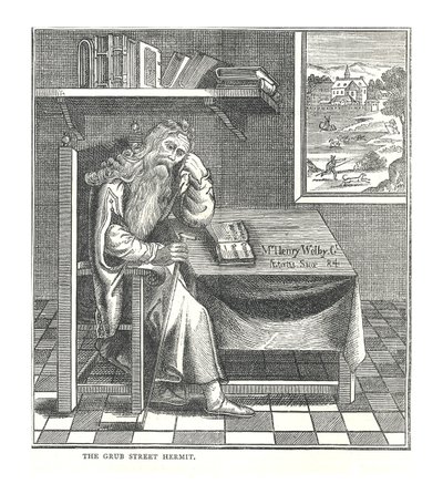 De kluizenaar van Grub Street. Uit een afbeelding gepubliceerd door Richardson door Walter Thornbury
