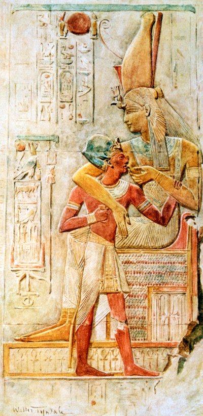 Egyptische hiërogliefen, Abydos, Egypte, 1910 door Walter Tyndale