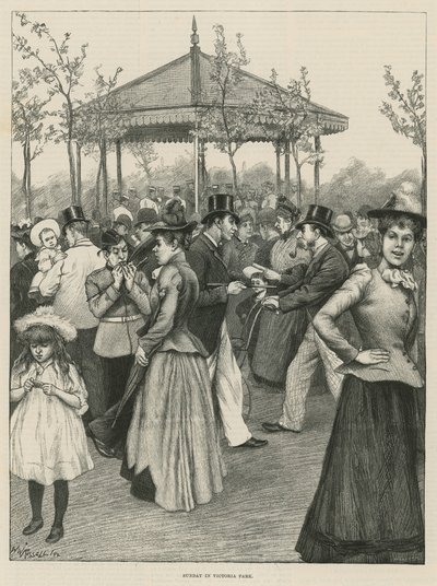 Zondag in Victoria Park (gravure) door Walter Westley Russell