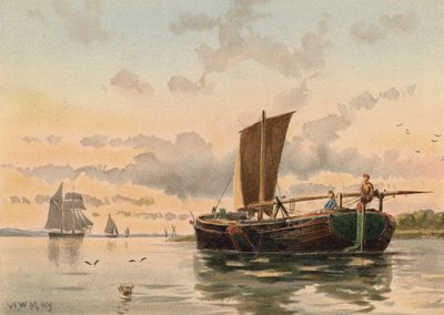 Schuit die de Medway opvaart door Walter William May