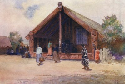 Nieuw-Zeeland: Gesneden Huis, Ohinemutu door Walter Wright