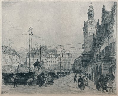 Marktplaats, Leipzig, ca. 1913 door Walter Zeising