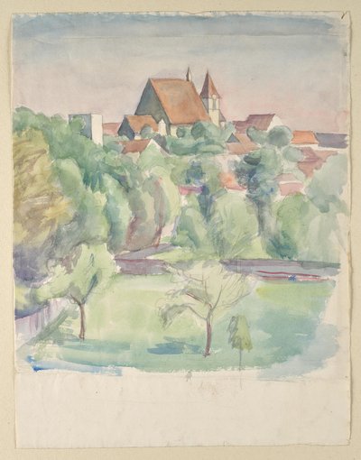 Landschap met kerk door Walther Gamerith