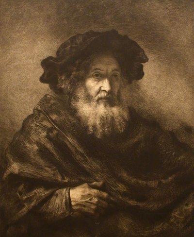 Zonder titel: Rembrandteske oude man door Waltner