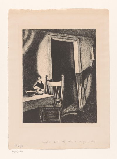 Interieur bij lamplicht door Wanda Gág (signed by artist)