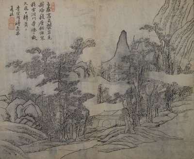 Landschap naar Xia Gui actief ca. 1195-1230, uit de Mosterdzaadtuin, Eerste editie door Wang Gai