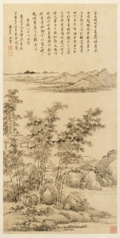 Hoge Bamboe en Verre Bergen, naar Wang Meng, 1694 door Wang Hui