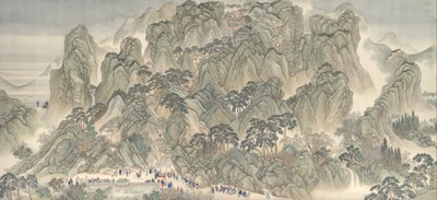 De zuidelijke inspectietour van keizer Kangxi, Rol Drie: Jinan naar de berg Tai, dateerbaar tot 1698 door Wang Hui