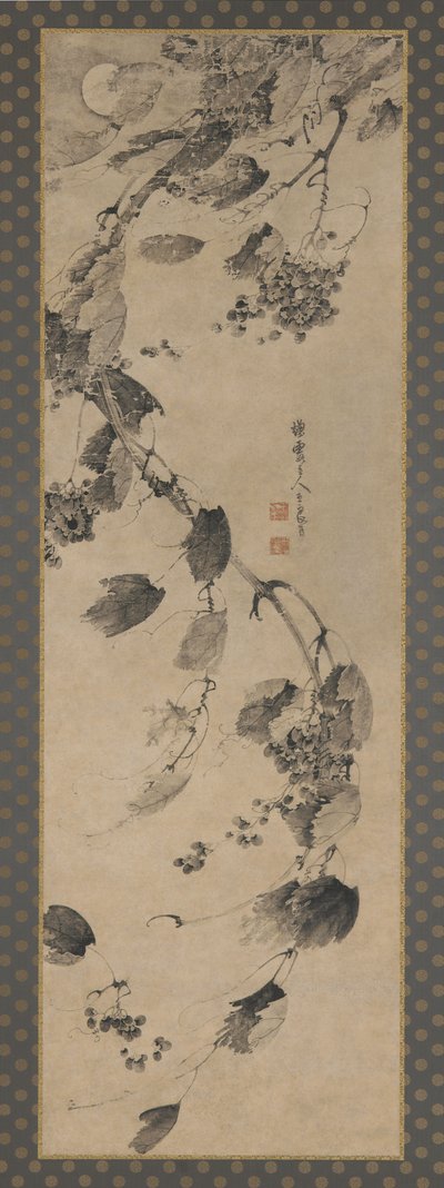 Druivenrank in Wind en Maanlicht, Ming-dynastie, 1368-1644 door Wang Liangchen
