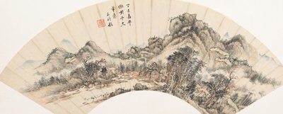 Landschap naar Huang Gongwang, gedateerd 1677 door Wang Shimin