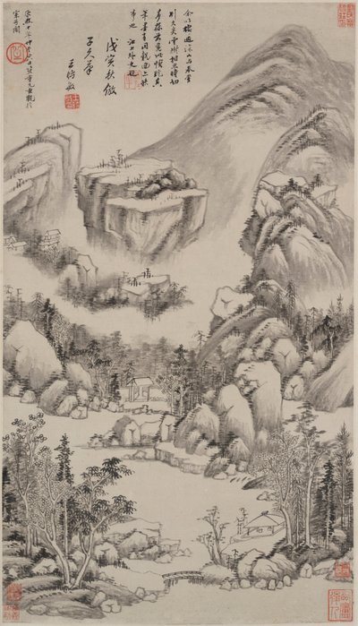 Landschap in de stijl van Huang Gongwang door Wang Shimin