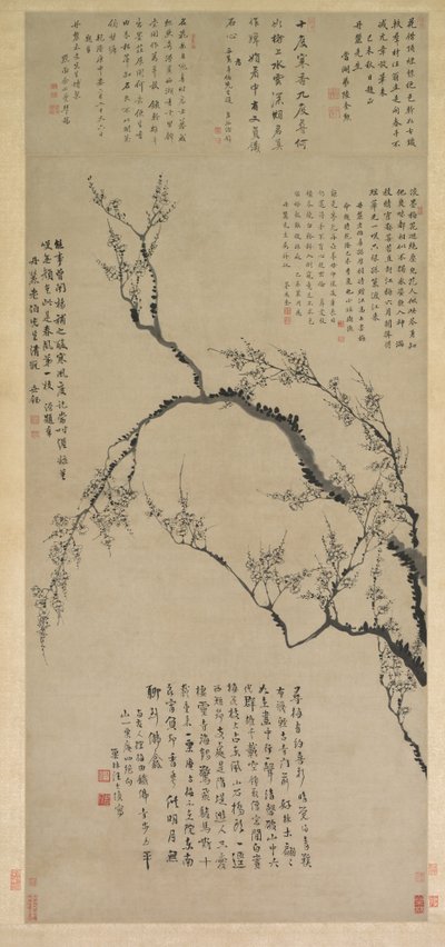 Pruimenbloesems, 1747 door Wang Shishen