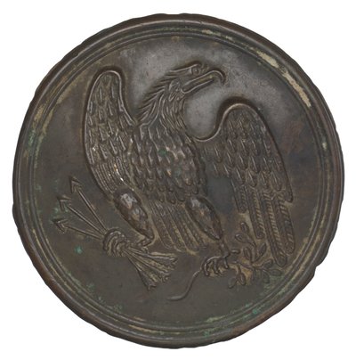 Bord met gestempeld koperen adelaarontwerp van een patroonriem, 1862-1865 door Warren H. Wilkinson