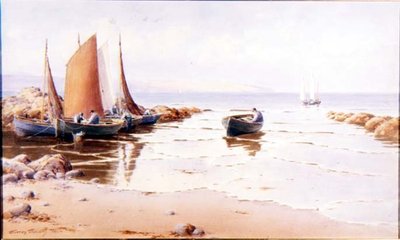 De vangst aan land brengen (mogelijk Cemaes Bay, Anglesey) door Warren Williams