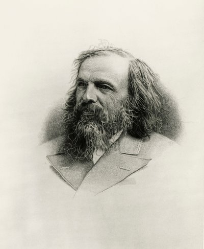 Portret van Dmitri Ivanovitsj Mendelejev door Warwick (after) Brookes