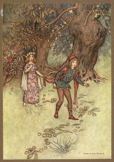 Nennillo en Nennella in het bos, uit Nennillo en Nennella. door Warwick Goble