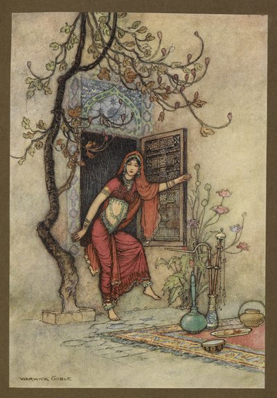Plaat 7: "Het meisje van de muur-Amirah." Folk-Tales of Bengal ... Met 32 illustraties in kleur door Warwick Goble (Edition de luxe) door Warwick Goble