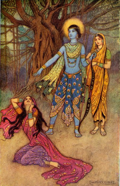 Rama wijst de demonische minnaar af door Warwick Goble