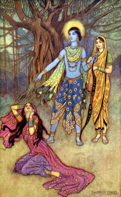 Rama wijst de demonische minnaar af door Warwick Goble