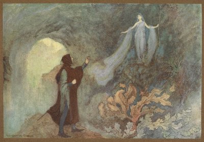 De Fee verschijnt aan de Prins in de Grot, uit Cenerentola door Warwick Goble