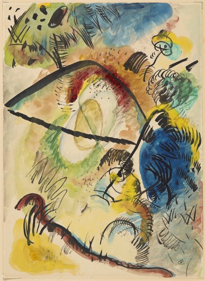 Aquarel IX (Met zwarte strepen) door Wassily Kandinsky