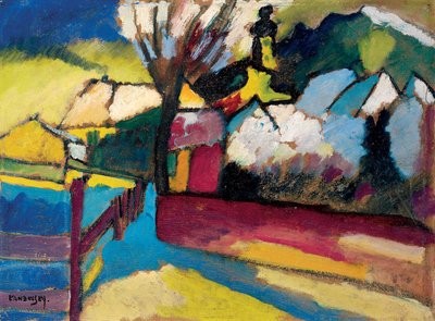 Herfstlandschap met boom door Wassily Kandinsky