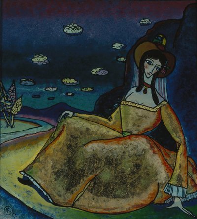 Dame in gouden jurk, 1917 door Wassily Kandinsky