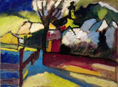 Herfstlandschap met boom door Wassily Kandinsky