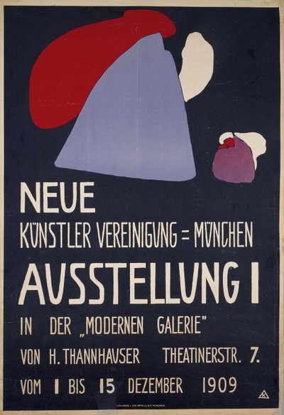 Poster voor de 1e Tentoonstelling van de Neue Künstlervereinigung München door Wassily Kandinsky