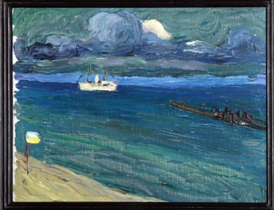 Rapallo (Italië). Landschap met een stoomboot door Wassily Kandinsky