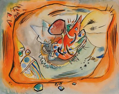 Schets voor schilderij met oranje rand door Wassily Kandinsky