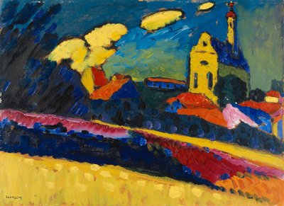 Studie voor Murnau - Landschap met kerk, 1909 door Wassily Kandinsky