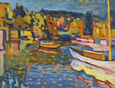 Studie voor herfstlandschap met boten door Wassily Kandinsky
