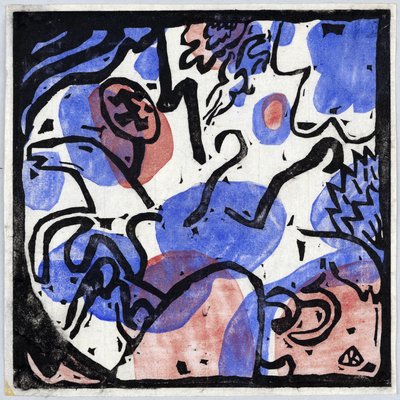 Drie ruiters in rood, blauw en zwart. Schilderij van Vassily Kandinsky door Wassily Kandinsky