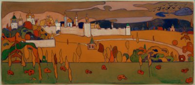 Ommuurde stad in herfstlandschap door Wassily Kandinsky