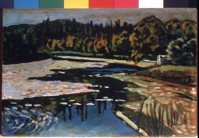 "Een rivier in de herfst" Schilderij van Vassily Kandinsky door Wassily Kandinsky