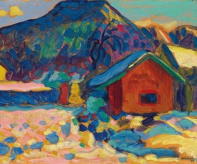 Winterstudie met berg. 1908 door Wassily Kandinsky