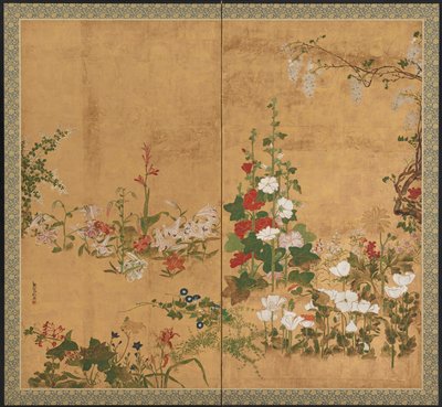 Bloemen, Edo periode, begin-midden 18e eeuw door Watanabe Shiko