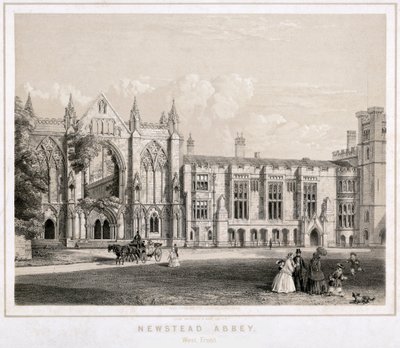 Westelijke aanblik van Newstead Abbey, Nottinghamshire, ca. 1860 door Waterlow and Sons