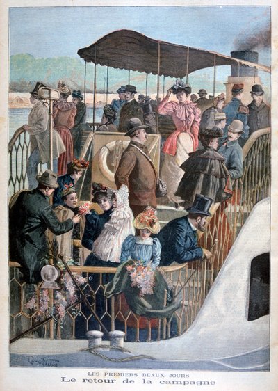 Parijzenaars die terugkeren van het platteland per boot, 1894 door Weber