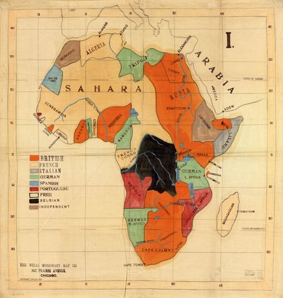 Afrika door Wells Missionary Map Co.