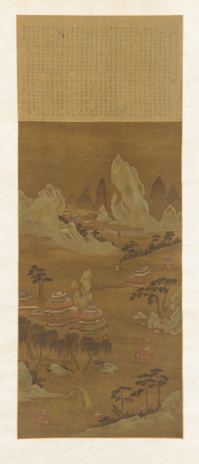 Paleizen aan de Oever van een Meer, Ming- of Qing-dynastie door Wen Zhengming